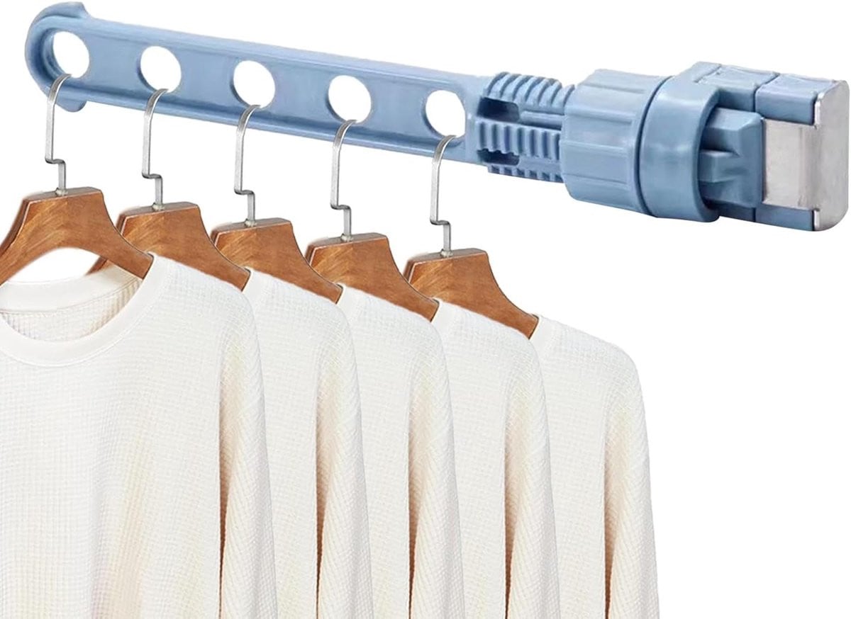 Blauw Verstelbaar Reiswasrek voor Kleding met Klem