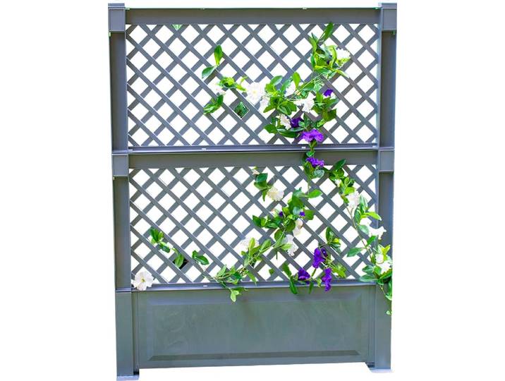 Spalier KHW, grau, B:100cm H:140cm T:6cm, Kunststoff, Rankhilfen, Spalier, mit Erdspießen, BxTxH: 100x6x140 cm