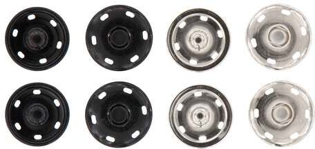 buttinette Druckknöpfe zum Annähen, silber und schwarz, Größe: 30 mm Ø, Inhalt: 4 Stück