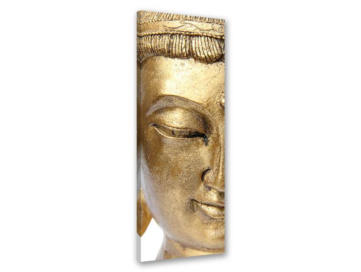Feeby Wandbild goldenes gesicht des buddha, Goldfarben, Orientalisch, Rechteckig, 30x90 cm, Bilder & Rahmen, Bilder, Leinwandbilder