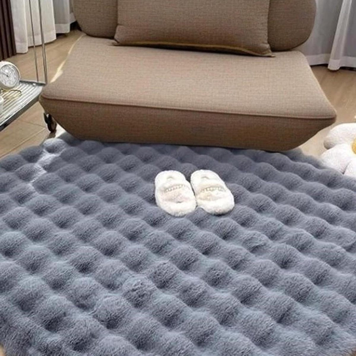 Zacht Grijs Vloerkleed met Antislip Onderkant - 90 cm