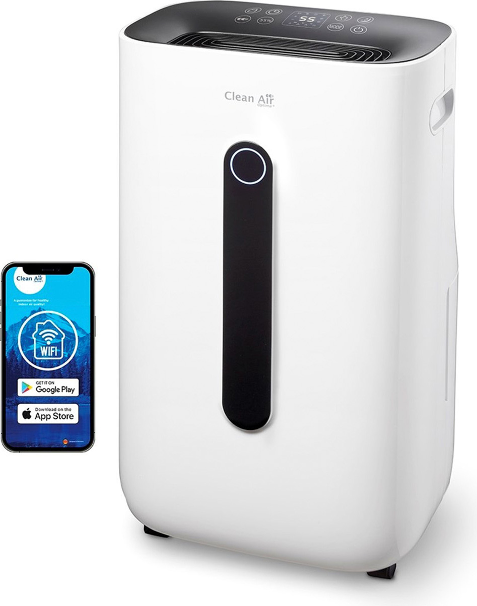 Luftentfeuchter und Luftreiniger CA-708 Smart - Geeignet für Räume bis: 90m² / 225m³ - Entfeuchtungsleistung: 25 Liter pro Tag - Clean Air Optima App