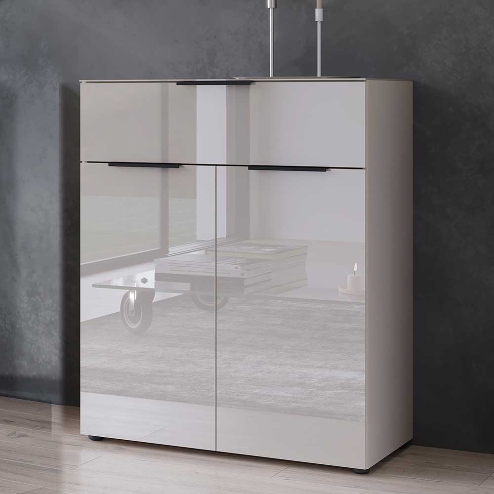 Pharao24.de Kommode Hochkommode mit Drehtüren und Metallgriffen