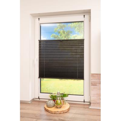 Plissee K-HOME "Klemmfix Pisa, ohne Bohren, LIchtschutz, verspannt" Gr. 41, schwarz, B:35cm H:130cm, Obermaterial: 100% Polyester, Plissees, Crushed-Optik