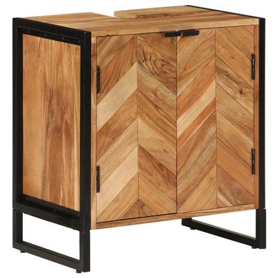 Helloshop26 - Badezimmerschrank aus Holz 55 x 35 x 60 cm großer Stauraum natürlicher Stil aus natürlicher Akazie