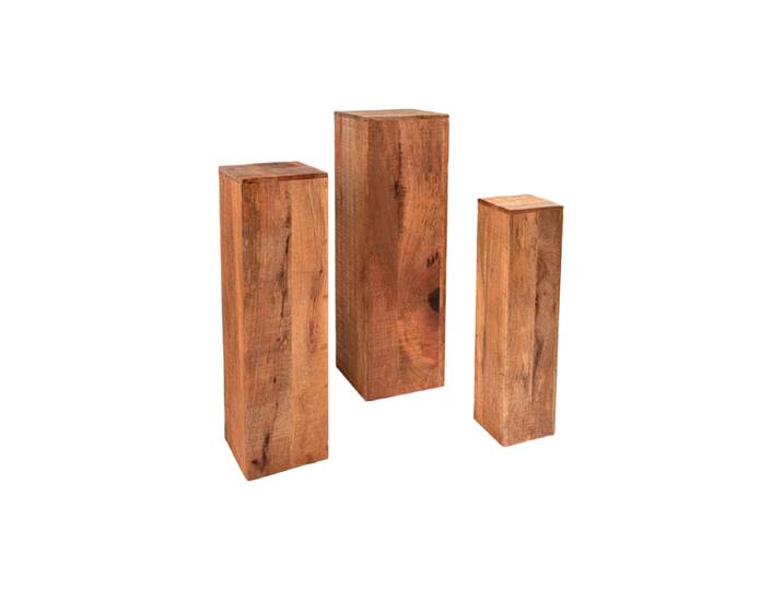 3er Set Deko- und Blumensäule „Makassar II“ aus Massivholz (3 Stück) Mangoholz Natural Invicta Interiors