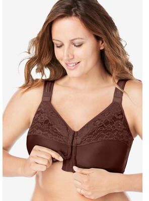 Plus Size Women's Easy Enhancer Front Close Wireless Posture Bra by Comfort Choice in French Toast (Size 48 C)
