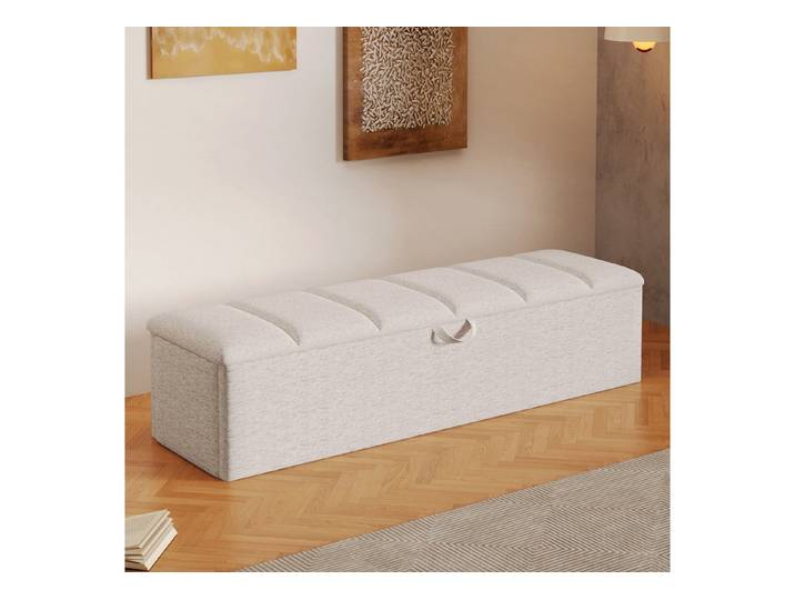 Flieks Polsterhocker, Betthocker Sitzhocker 113x32x36cm mit innerem Staufach