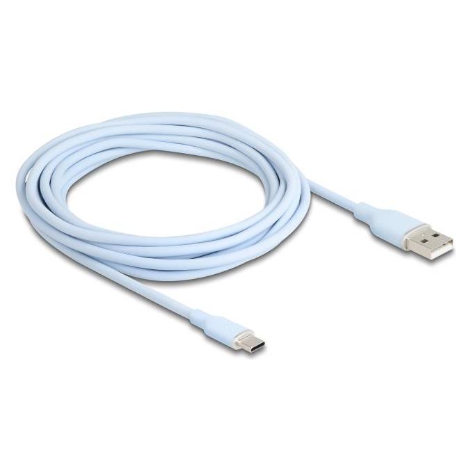 Delock 81224 - USB 2.0 Kabel USB Typ-A Stecker zu USB Type-C Stecker 4 m blau Silikon (4 m, USB 2.0) (81224)