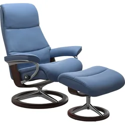 Relaxsessel STRESSLESS "View", blau (lazuli blau), B:82cm H:109cm T:81cm, Sessel, Relaxsessel, mit Signature Base, Größe M,Gestell Braun