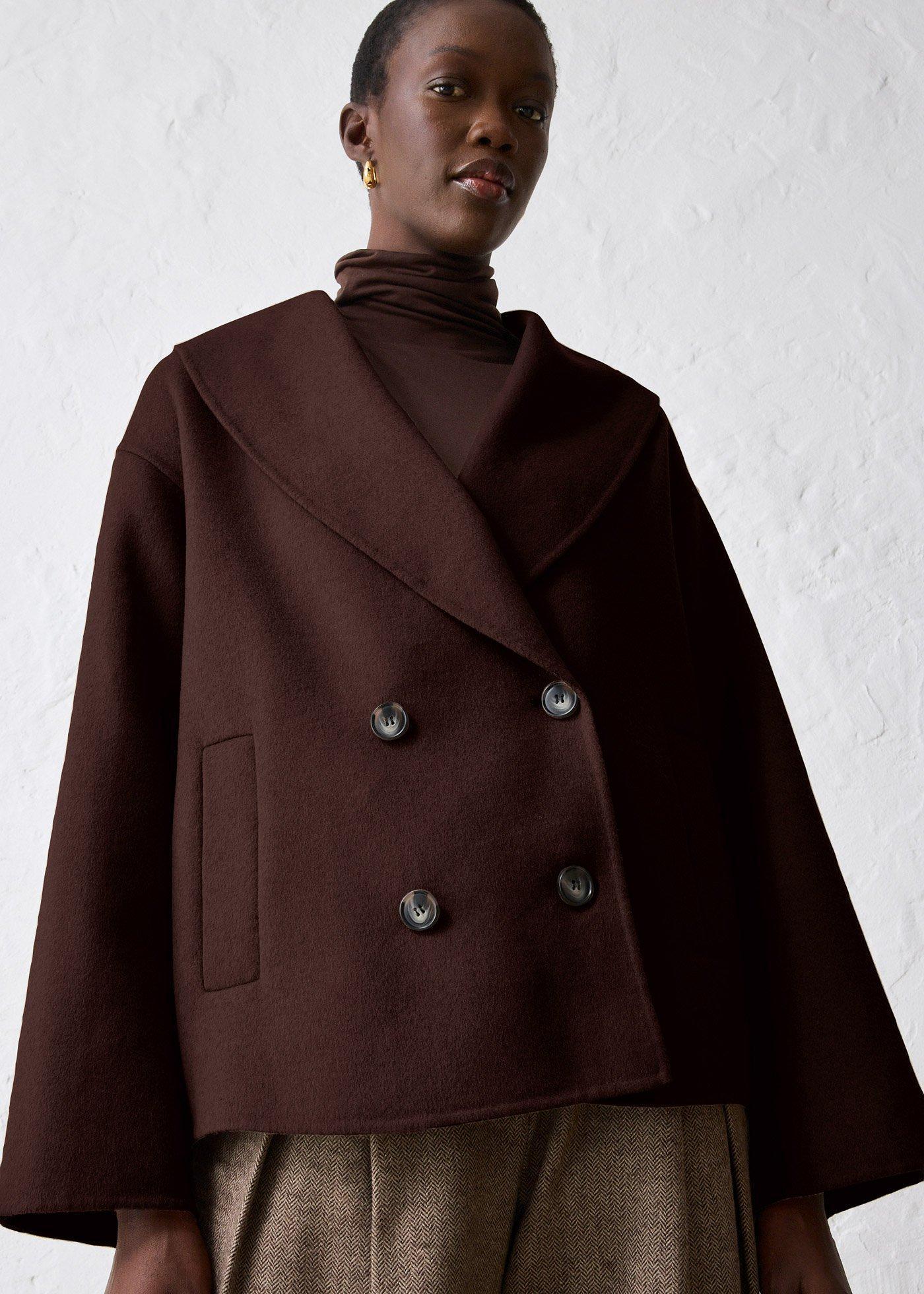bonprix Oversize Jacke aus weichem Woll-Mix, braun, Gr.44, stilvolle Woll-Jacke in schöner Premium-Qualität, aus Wolle