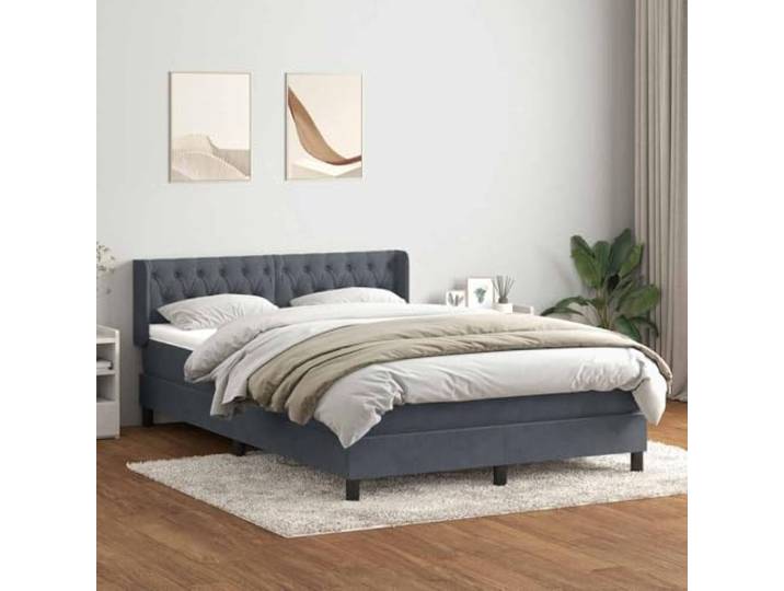 RJPLMFV Samtbett, Dunkelgrau, 160 x 210 cm, Matratze mit Taschenfederkern Lattenrost inklusive, verstellbares Kopfteil, abnehmbarer Topper, unabhängige Unterstützung