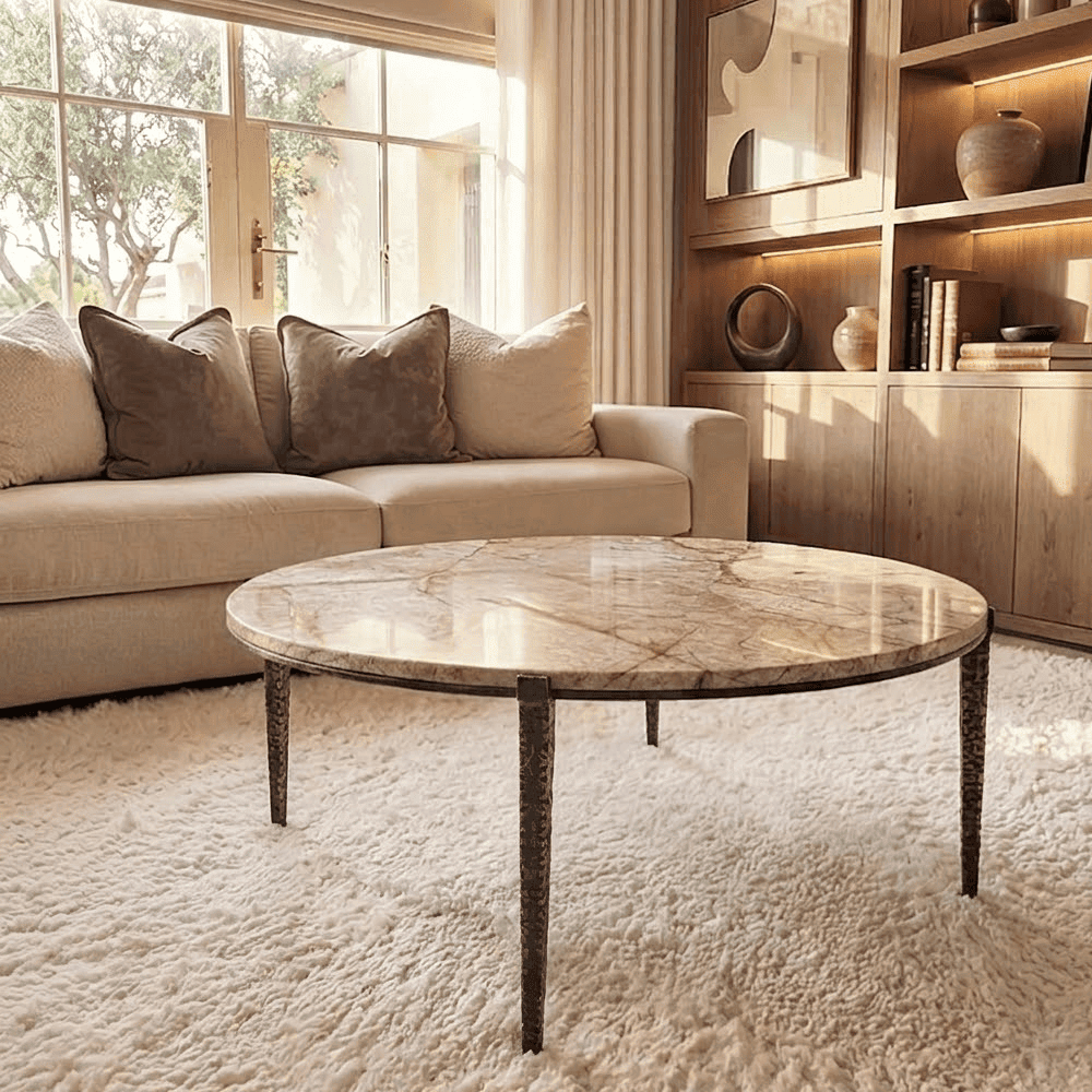 Carlo Bronze Marble & Iron Coffee Table