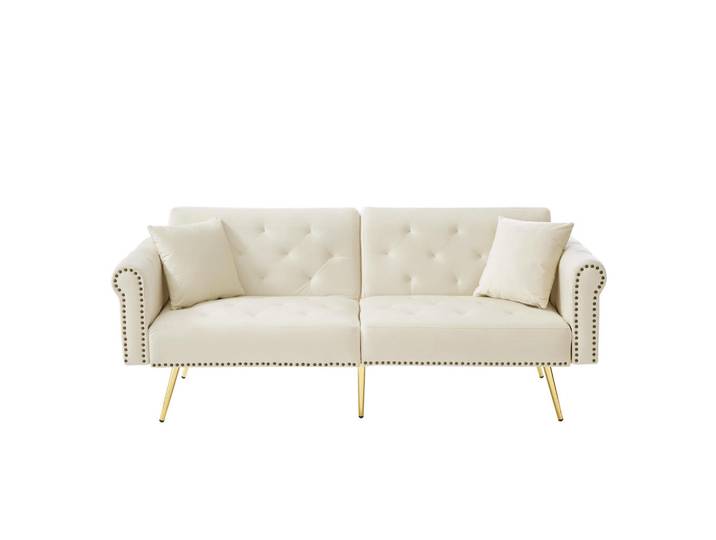 Oxeza Schlafsofa 173/75/70 cm Beige Samt mit 3-stufiger Verstellung, Mode, 173x70x75 cm, Babymöbel & Kindermöbel, Kinderzimmer & Jugendzimmer, Schlafsofas