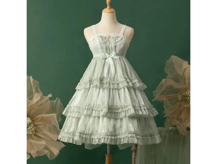 Love Organza ~ Sweet Lolita JSK robe à plusieurs niveaux mignon Mini robe de soirée gothique Y2k rose robes de princesse