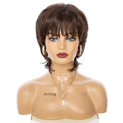 Synthetische Perücken Locken Asymmetrischer Haarschnitt Perücke Kurz Braun Synthetische Haare Damen Modisches Design Weich Natürlich Braun