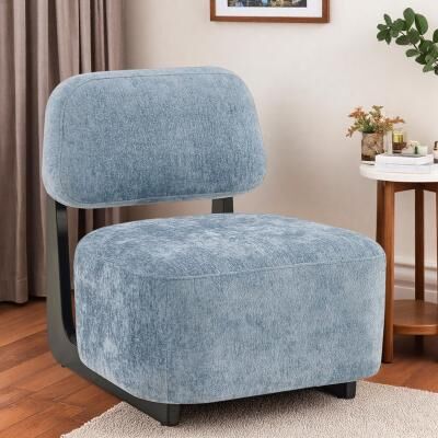 "26.5"" Chenille Modern Accent Chair with Solid Wood Frame and Floating Backrest and Ergonomic Design"