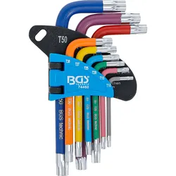 BGS Winkelschlüssel-Satz Multicolour kurz T-Profil (für Torx) mit Bohrung T10 - T50 9tlg. - 74460