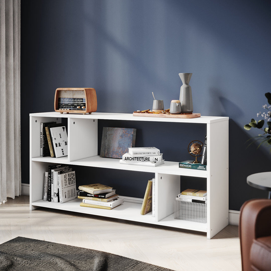 17 Stories 118*30*60cm, Multi-Layer Storage Shelf - MDF/Chipboard Material, Space-Saving Bookcase White 60cm H X 118cm W X 30cm D
