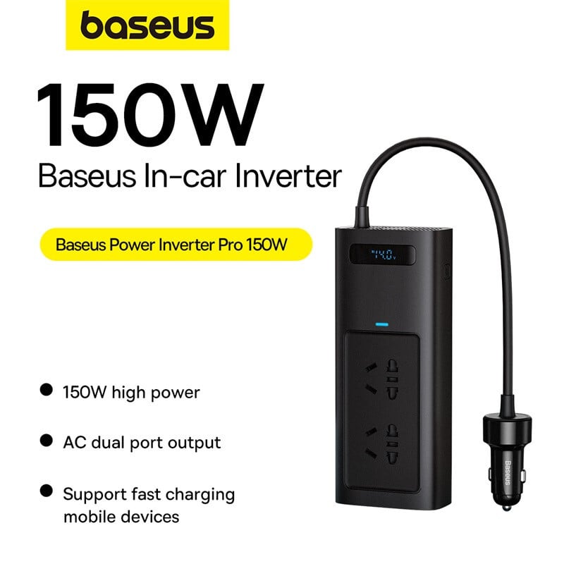 Baseus Pro stroomomvormer 150 W (220 V CN/EU) - zwart