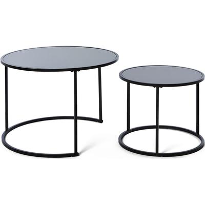 Couchtisch JAHNKE, schwarz (schwarzglas, schwarz, schwarz, schwarzglas), B:73,4cm H:50cm T:73,4cm, Tische, Couchtisch, Couchtisch, Beistelltisch, Nachttisch in edlem Look