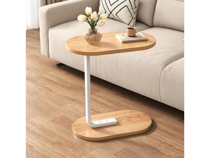 PEIVYRBCGA C Tisch für Sofa Oval Holz Metall Wasserdicht 45x30x60cm C Beistelltisch für Sofa und Bett(B)