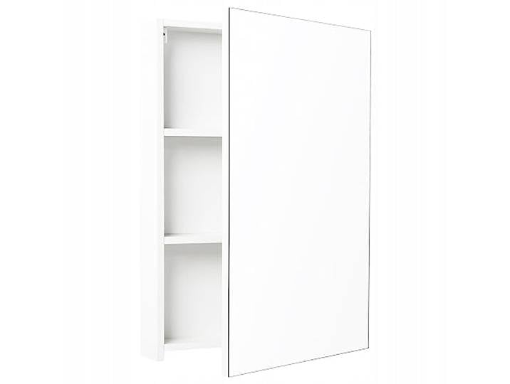 Deftrans Domodomo Weißer wandmontierter Badezimmerschrank mit Spiegel Reflection wandmontierter schmaler Badezimmerschrank, 3 Einlegeböden, Badezimmermöbel (60 cm)
