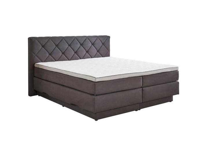 Boxxx Boxspringbett, Anthrazit, Kunststoff, H2 + H3, 7-Zonen, 180x200 cm, Oeko-Tex® Standard 100, Bettkasten, Topper durchgehend, Wendematratze mit unterschiedlichen Härtegraden, Schlafzimmer, Bett, Doppelbetten