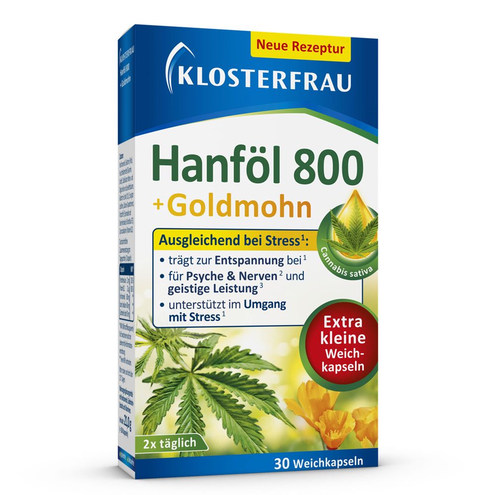Klosterfrau Hanföl 800 mg+Goldmohn Weichkapseln 30 St