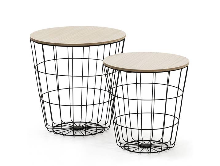 BEISTELLTISCHSET Everest schwarzes Metall