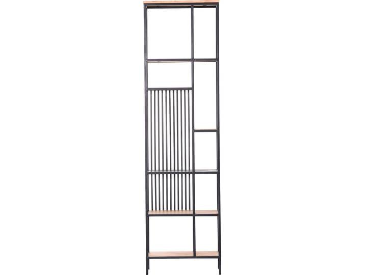 Regal GUTMANN FACTORY Porto , schwarz (schwarz, natur), B:50cm H:180cm T:30cm, Massivholz, Metall, Regale, Regal, im Industrial Design