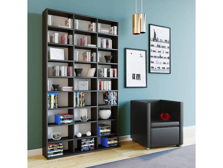 Étagère Megosa Panneau aggloméré enduit Noir/Noir 180cm
