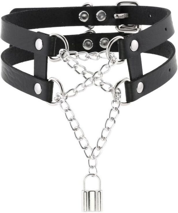 Joy Jewels Collier Ras de cou Pendant Lock Noir