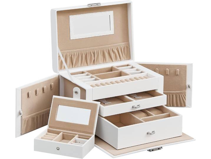 Schmuckkästchen mit Schubladen und Mini-Box Weiss