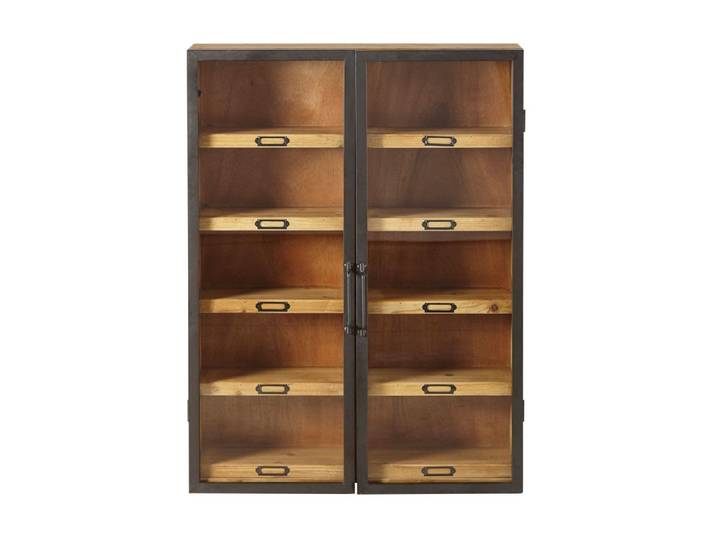 Etagère en sapin 2 portes en verre