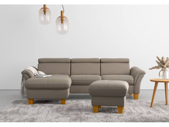 Ecksofa, Luxus-Microfaser, Braun (Savannah) 258×169 cm, Federkern, Klassisch, Home-affaire