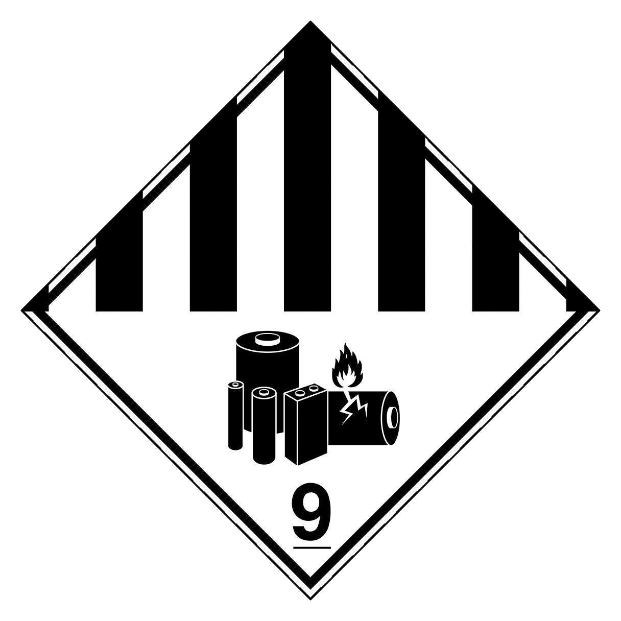 Brady Transportschild - ADR 9A - Lithiumbatterie-Markierung (T/ADR9A-LBM/NT/PE/200X200/1)