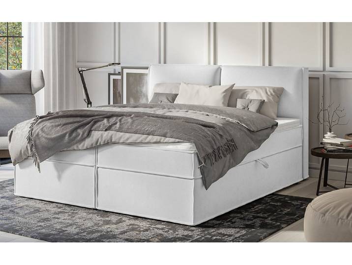 S-Style Möbel Boxspringbett Plaza mit Topper und Bettkästen aus Luxusmicrofaser (1 x Boxspringbett), mit Topper und Bettkasten / zwei Bettkästen (je nach Bettgröße)