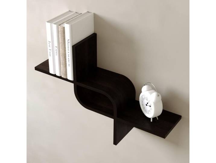 Étagère murale flottante en bois wengé – Design ondulé – 65cm – Rangement mural décoratif