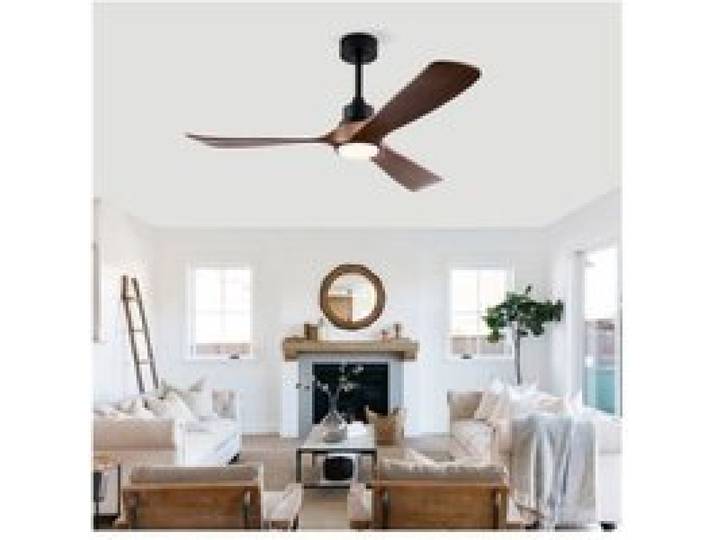 Plafonnier ventilateur 132 cm avec lumière LED télécommande silencieux moteur DC réversible 6 vitesses noir