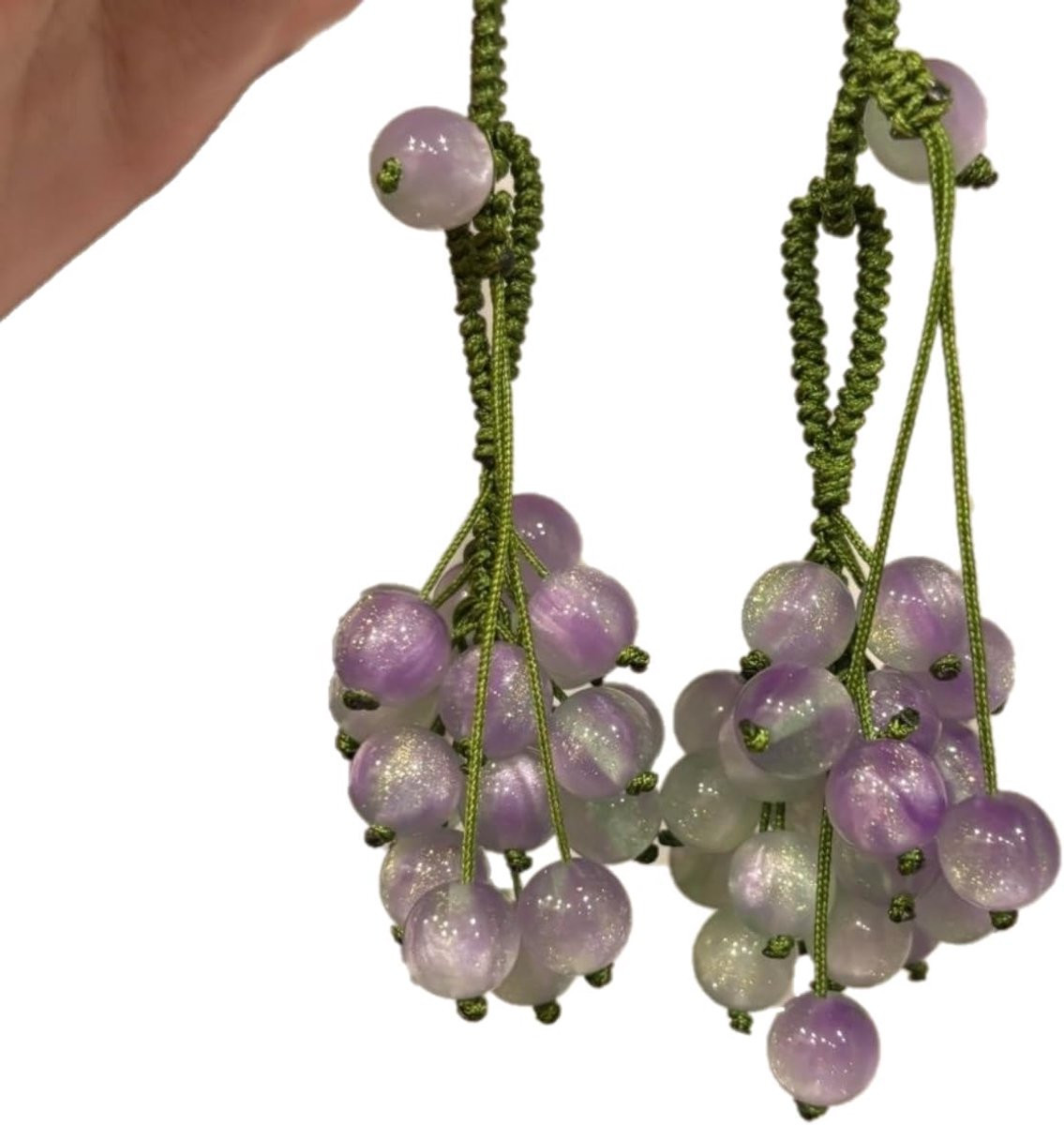 Set van 2 kleurveranderende parel kristallen druivenhangers voor sleutelhangers en decoratie