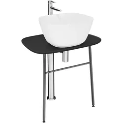 VitrA Plural Waschtischunterbau flach freistehend, 69 cm Breite, 66 cm Höhe, Schwarz Matt