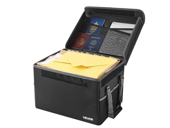 VEVOR Boîte à documents ignifuge 1000 °C\, porte-documents anti-feu multicouche portable\, compacte et pliable\, sac de rangement ignifuge et étanche pour fichiers importants\, passeports\, pour bureau