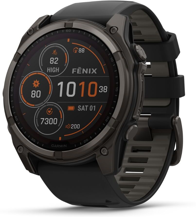 Garmin Fenix 8, 51mm Solar Sapphire, hiilenharmaa DLC-titaani ja musta, älykello