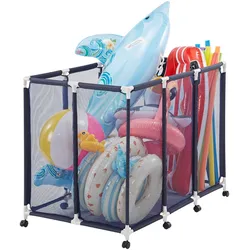 VEVOR Pool Aufbewahrungsbehälter 122x84x99 cm, Netz Organizer mit Kunststoffrahmen, Organisationskorb für Poolspielzeug, Aufbewahrungsbox Box mit Atmungsaktivem Netzkorb für Schwimmbäder