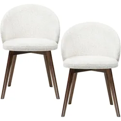 ESSZIMMERSTUHL MELIE 2er Set in Creme Chenille mit Dunkelbraunen Buchenholzbeinen 54/49/82 cm