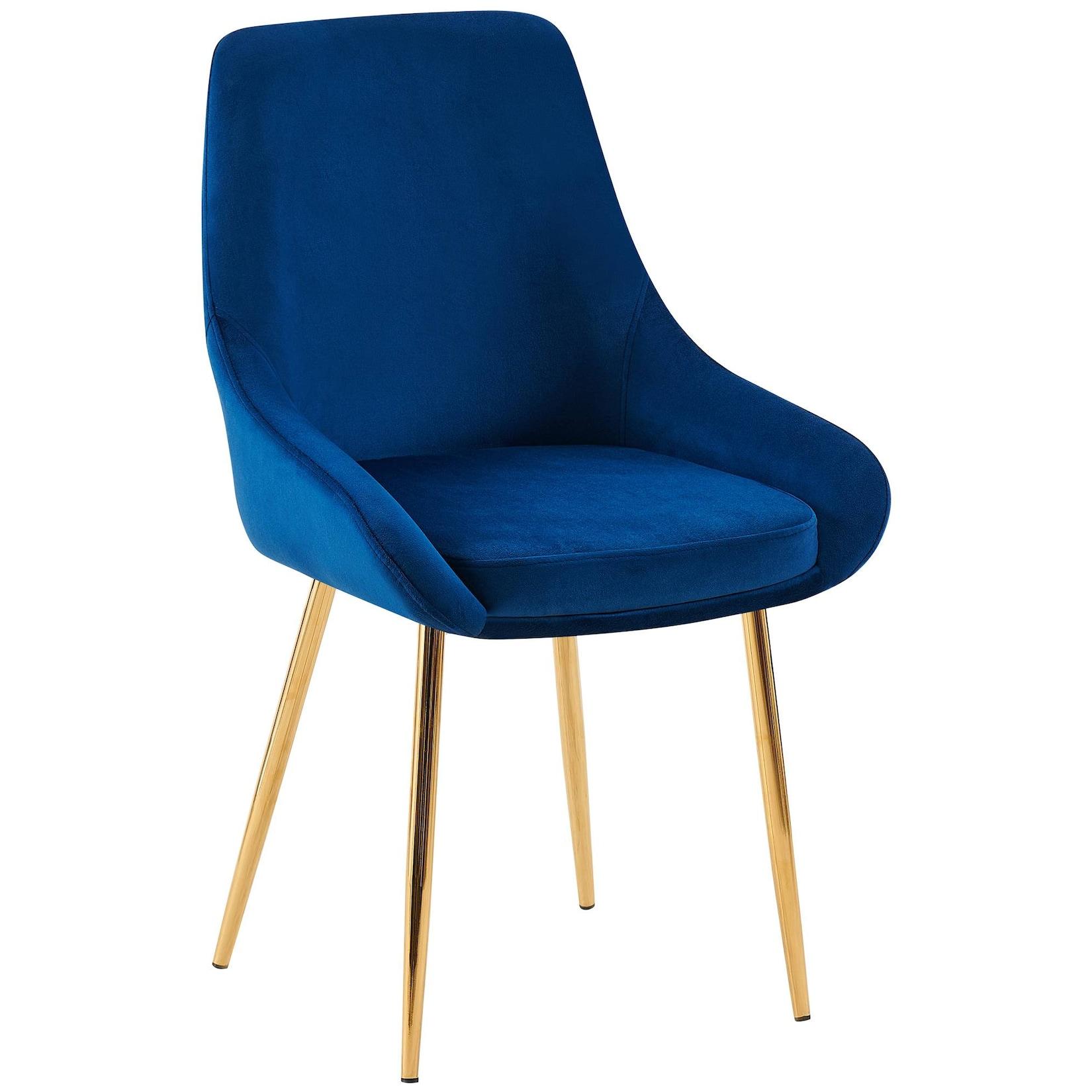 CLP Esszimmerstuhl Elmira Samt gold Farbe: dunkelblau, Material Gestell: Metall gold