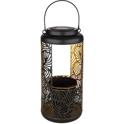 Gartendeko Solar Dekoration für Garten und Terrasse Hängende Solarleuchten, IP44 Akku, Metall schwarz Dekorstanzungen orientalisch, 1x LED 3000K, DxH 15x41cm
