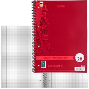 Stylex Collegeblock 43878, A4, Innen- und Außenrand, 90 g/m², 80 Blatt, kariert