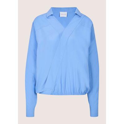 Langarmbluse MADELEINE "Bluse Wickelbluse mit Fledermausärmeln", Damen, Gr. 46, blau (gletscherblau), Obermaterial: 100% Viskose CV., Modern, normal, V-Ausschnitt, Blusen